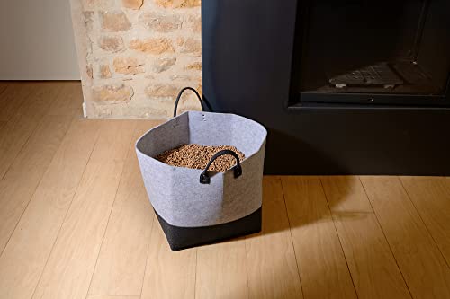 EDA - Sac de Stockage à Granulés en Feutrine Jura Montania 60 L - pour 40 kg de Pellets - Gris et Noir
