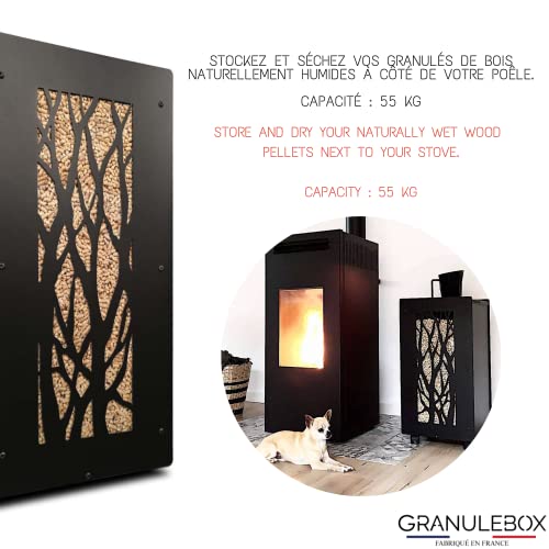 Boite à Granule - Granule Box - Rangement pour Pellets - Fabriqué en France (Arbre Noir)