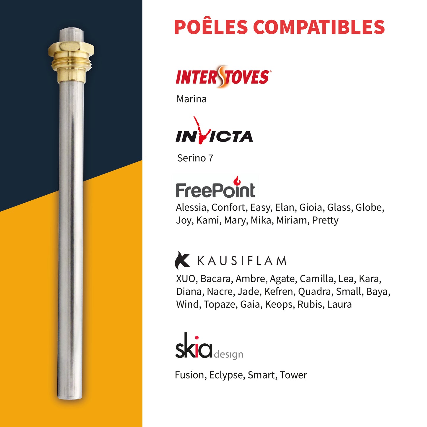 Bougie pour poêle à granulés MCZ - SUPERIOR - PIAZZETTA - JOLLY MEC - RED - INTERSTOVES - INVICTA - FREEPOINT (140mm - 280W)