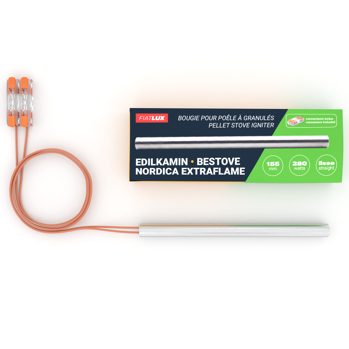 Bougie pour poêle à granulés 155mm - 280W - lisse - Edilkamin / Bestove / Nordica Extraflame