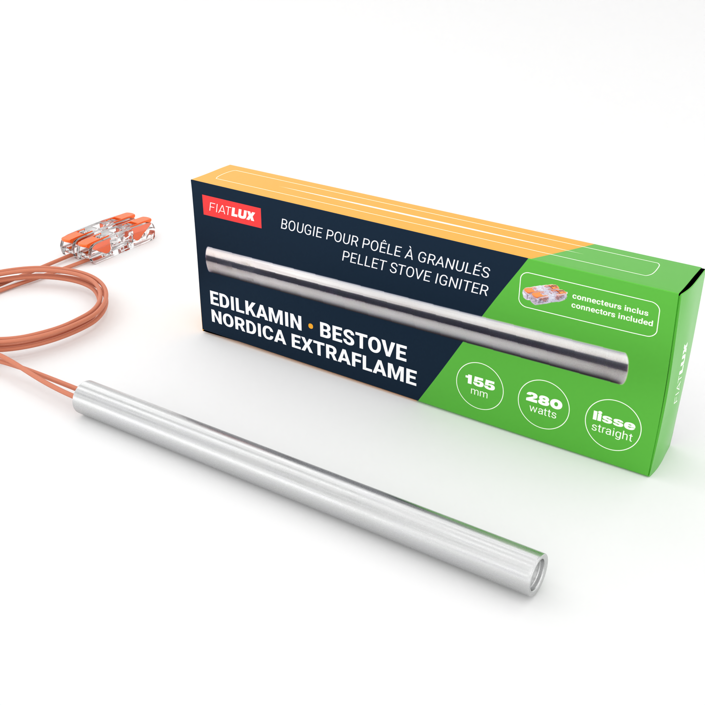 Bougie pour poêle à granulés 155mm - 280W - lisse - Edilkamin / Bestove / Nordica Extraflame