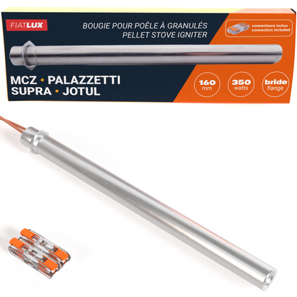 Bougie pour poêle à granulés 160mm - 350W - bride - MCZ / PALAZZETTI / SUPRA / JOTUL