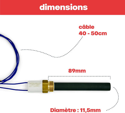Bougie Céramique Poêle à Granulés Jolly Mec/Skia/Extraflame - Écrou à vis - 280W