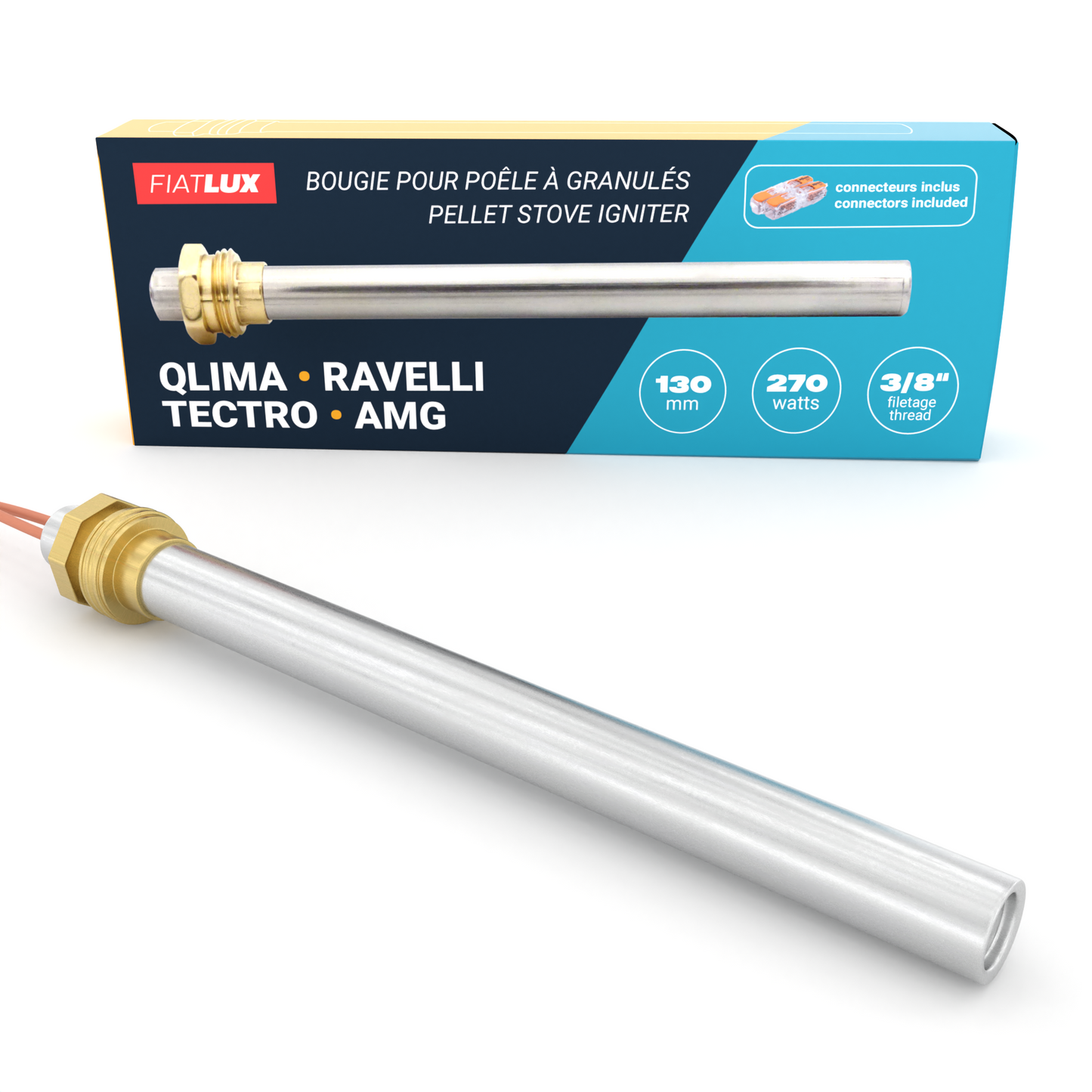 Bougie pour poêle à granulés QLIMA / RAVELLI / TECTRO / AMG - (130mm - 270W)